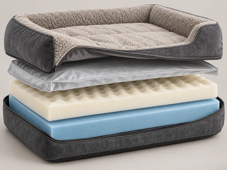 Premium orthopedic dog bed with supportive foam construction