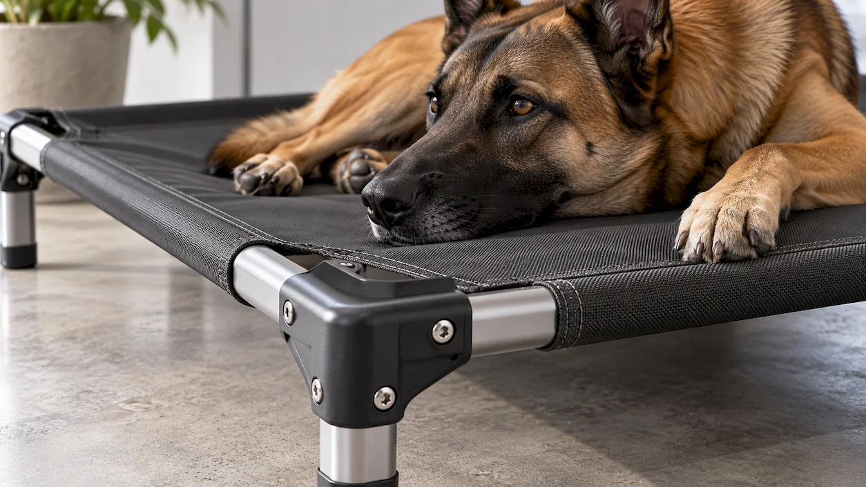 Heavy duty dog bed construction for destructive chewers