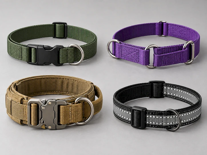 Examples of Flat Dog Collar Martingale Collar and other Dog Collars